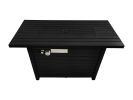 Black 25" H x 42" W Steel Outdoor Fire Pit Table with Lid