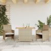 3 Piece Bistro Set with Cushions Beige Poly Rattan