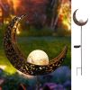 1pc Solar Lawn Light; Outdoor Moon Stake Metal Lights