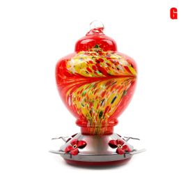 Hummingbird Feeder for Outdoors Hand Blown Colorful Glass (Color: g)