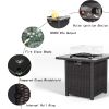 28 Inch Propane Fire Pit Table, Rattan & Wicker-Look