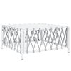 6 Piece Patio Lounge Set with Cushions White Steel