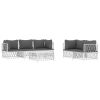 6 Piece Patio Lounge Set with Cushions White Steel