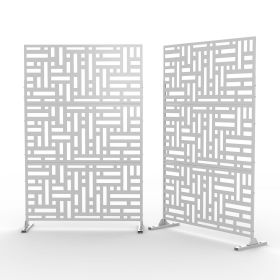 6.33 ft. H x 3.93 ft. W Laser Cut Metal Privacy Screen; 24"*48"* 3 panels (Color: White, Material: Galvanized steel)