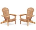 Wooden Outdoor Folding Adirondack Chair Set of 2 Wood Lounge Patio Chair for Garden,Garden, Lawn, Backyard, Deck, Pool Side, Fire Pit,Half Assembled,