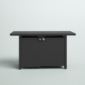 25" H x 42" W Steel Outdoor Fire Pit Table with Lid (Color: Gray)