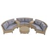 6 Person Fan-shaped Rattan Suit Combination with Cushions and Table