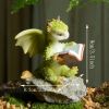 1pc Miniature Fairy Garden Figurines, Cute Resin Dragon Statue, Mini Dragon Reading Figurine, Mini Pink Dragon And Baby Statue, Fairy Garden Decor