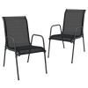 3 Piece Patio Dining Set Black Steel