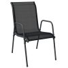 3 Piece Patio Dining Set Black Steel