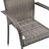 5 Piece Patio Dining Set Gray Poly Rattan