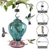 Hummingbird Feeder for Outdoors Hand Blown Colorful Glass Feeder