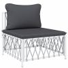 6 Piece Patio Lounge Set with Cushions White Steel