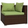 7 Piece Patio Lounge Set with Cushions Poly Rattan Brown