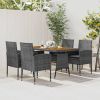 5 Piece Patio Dining Set Poly Rattan Gray