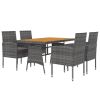 5 Piece Patio Dining Set Poly Rattan Gray
