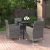 5 Piece Patio Dining Set with Cushions Poly Rattan and Glass