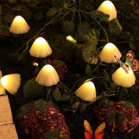 LED Solar Lights Outdoor Garden Waterproof Mushroom String (Emitting Color: Warm white)
