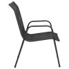 3 Piece Patio Dining Set Black Steel