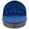 GO Outdoor rattan daybed sunbed with Retractable Canopy Wicker Furniture, Round Outdoor Sectional Sofa Set