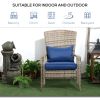 Outsunny Patio Wicker Adirondack Chair, Outdoor All-Weather Rattan Fire Pit Chair w/ Soft Cushions