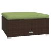 5 Piece Patio Lounge Set with Cushions Poly Rattan Brown