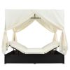 U_STYLE Outdoor Patio Wicker Sunbed Daybed with Cushions, Adjustable Seats
