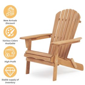 Wooden Outdoor Folding Adirondack Chair Set of 2 Wood Lounge Patio Chair for Garden,Garden, Lawn, Backyard, Deck, Pool Side, Fire Pit,Half Assembled, (Color: as Pic)