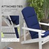 Outsunny 2 Piece Adirondack Chair Cushions, 59 x 20.5 x 2 inch Outdoor Chair Cushions for Fire Pit Chairs with Seat, Back, Ties