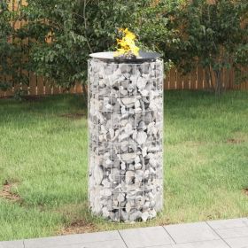 Gabion Fire Pit Ø 19.7" Galvanized Iron (Color: Silver)