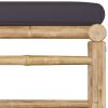 3 Piece Patio Lounge Set with Dark Gray Cushions Bamboo
