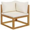 6 Piece Patio Lounge Set with Cushion Cream Solid Acacia Wood