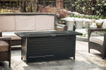 57in Outdoor Gas Propane Fire Pits Table, Aluminum, 50000BTU Firepit Fireplace Dinning Table with Lid, Fire Glass, Retangular, ETL Certification