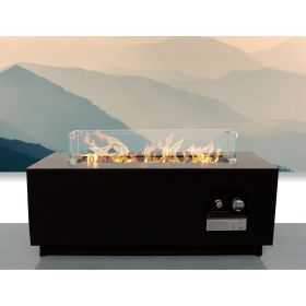 16" H x 42" W Steel Outdoor Fire Pit Table with Lid (Color: as Pic)