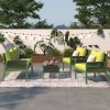 K&K 4-Piece Rope Patio Furniture Set, Outdoor Furniture with Tempered Glass Table
