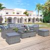 GO 6-piece All-Weather Wicker PE rattan Patio Outdoor Dining Conversation Sectional Set with coffee table, wicker sofas, ottomans