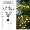 2pcs 8 LED Solar Powered Firefly Lights; Waterproof Warm Yellow Lights