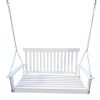 Front Porch Swing with Armrests;  Wood Bench Swing with Hanging Chains; for Outdoor Patio ; Garden Yard;  porch;  backyard;  or sunroom; Easy to Assem