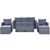 GO 6-piece All-Weather Wicker PE rattan Patio Outdoor Dining Conversation Sectional Set with coffee table, wicker sofas, ottomans