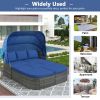 U_STYLE Outdoor Patio Furniture Set Daybed Sunbed with Retractable Canopy Conversation Set