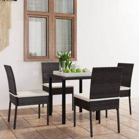 5 Piece Patio Dining Set Poly Rattan Black (Color: Black)