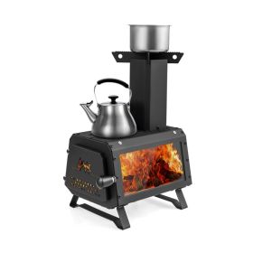 Portable Stove Fire Pit for Outdoors (Color: Black)
