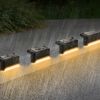 4Pcs Solar Powered LED Step Lights  IP55 Waterproof Dusk To Dawn Sensor