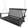 Front Porch Swing with Armrests;  Wood Bench Swing with Hanging Chains