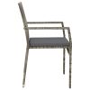 7 Piece Patio Dining Set with Cushions Gray Poly Rattan