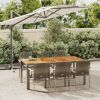 7 Piece Patio Dining Set with Cushions Gray Poly Rattan