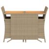 3 Piece Bistro Set with Cushions Beige Poly Rattan