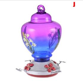 Hummingbird Feeder for Outdoors Hand Blown Colorful Glass (Color: j)