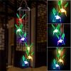 LED Colorful Solar Power Wind Chime Crystal Hummingbird Butterfly