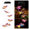 LED Colorful Solar Power Wind Chime Crystal Hummingbird Butterfly